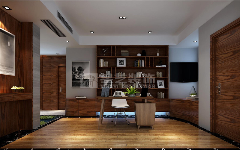 盛天香墅200平現(xiàn)代簡約書房裝修效果圖
