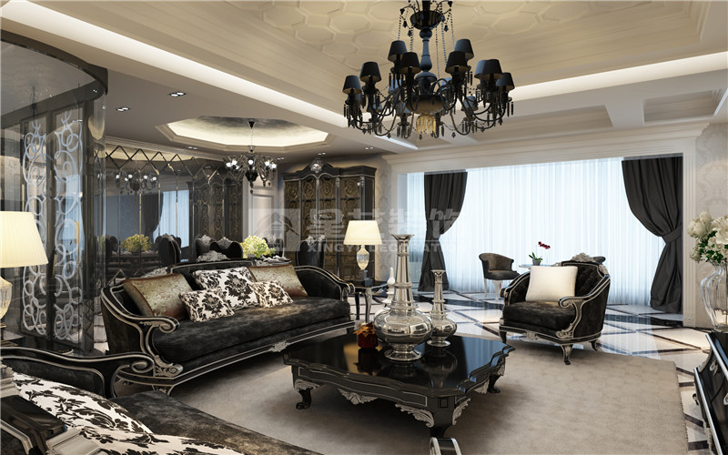 領(lǐng)世郡一號178平客廳裝修效果圖