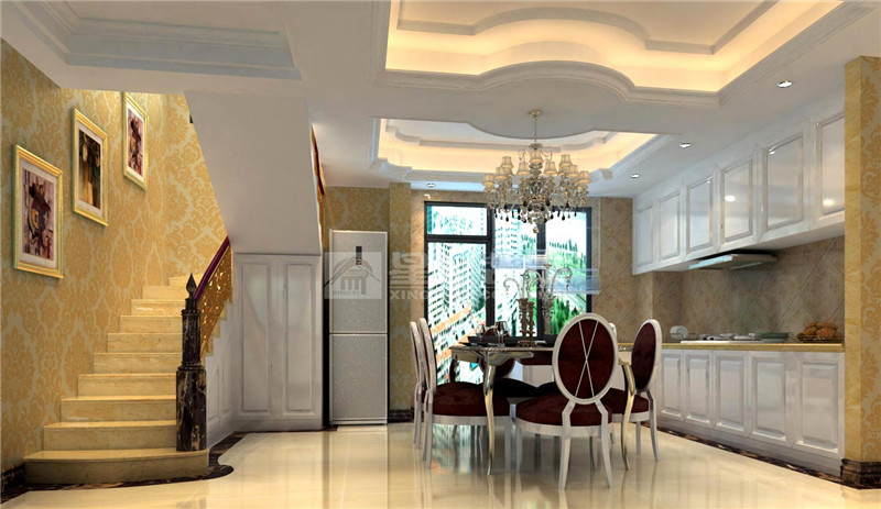 昌泰東盟園200平簡歐風(fēng)格餐廳裝修效果圖