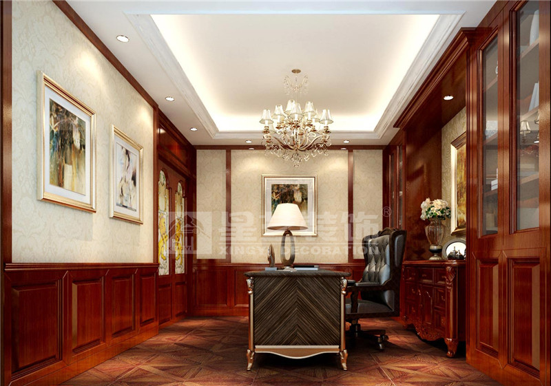 華凱逸悅豪庭400平歐式風格書房裝修效果圖