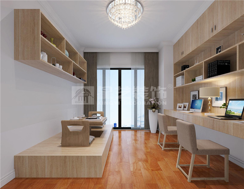 江灣山語(yǔ)城150平現(xiàn)代簡(jiǎn)約書(shū)房裝修效果圖