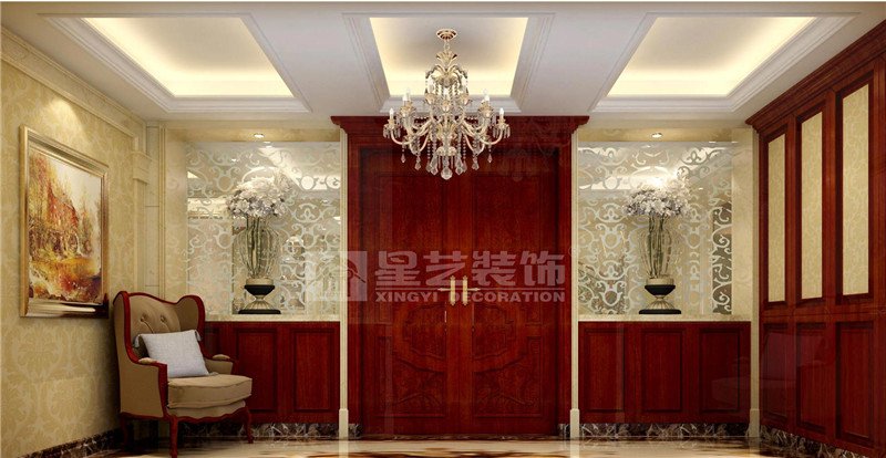 華凱逸悅豪庭400平歐式風格玄關裝修效果圖