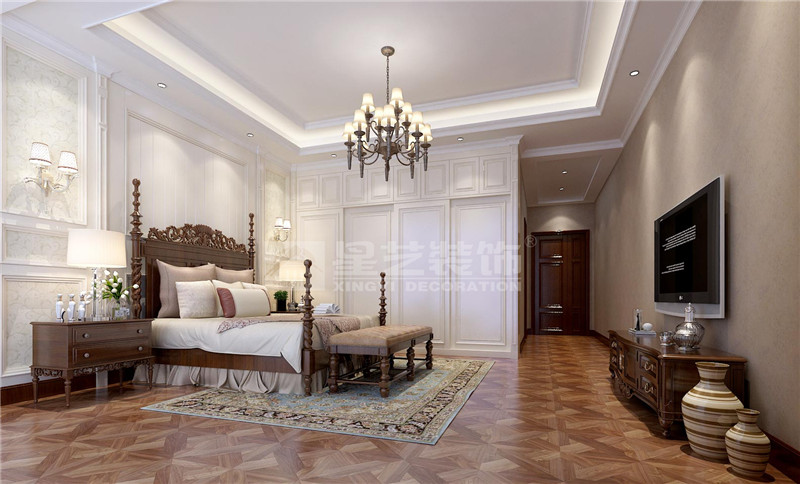 榮和尊府330平美式風格臥室裝修效果圖