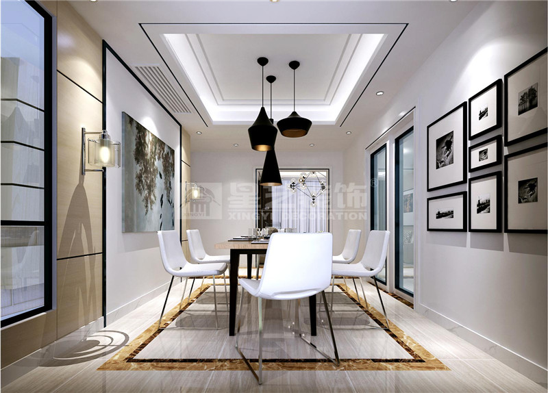 鳳景灣120平現代風格餐廳裝修效果圖