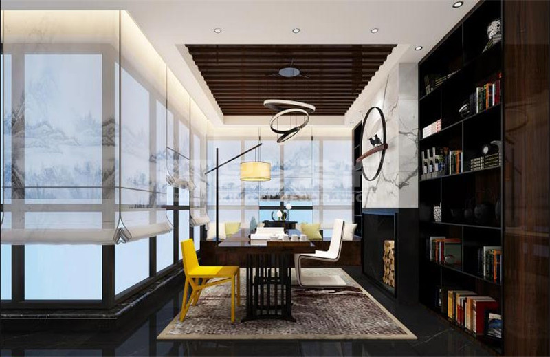 遠(yuǎn)辰山水一號(hào)300平簡約輕奢書房裝修效果圖