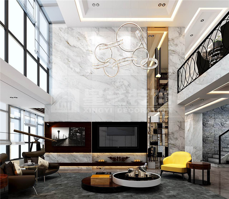 遠(yuǎn)辰山水一號(hào)300平簡約輕奢客廳裝修效果圖