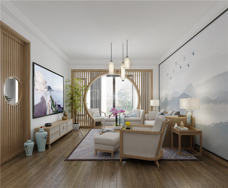 華發(fā)國賓一號125平客廳裝修效果圖