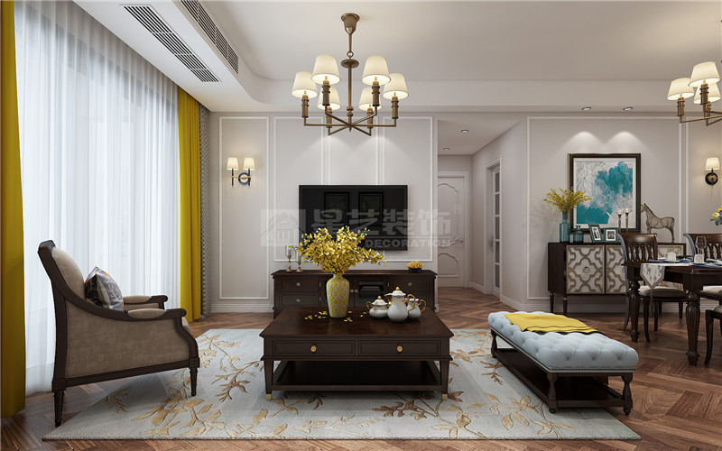 天譽花園89平客廳裝修效果圖