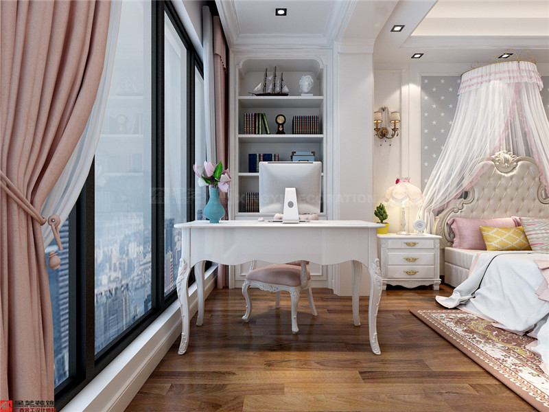 中海國(guó)際社區(qū)溫莎堡250平二樓女孩房書(shū)房裝修效果圖