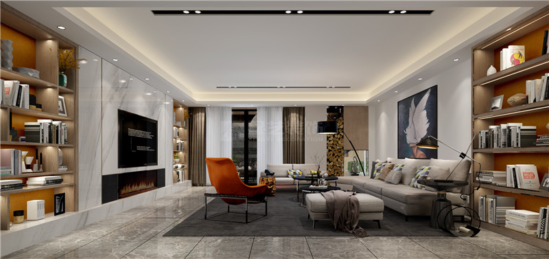 江灣山語城260平客廳裝修效果圖