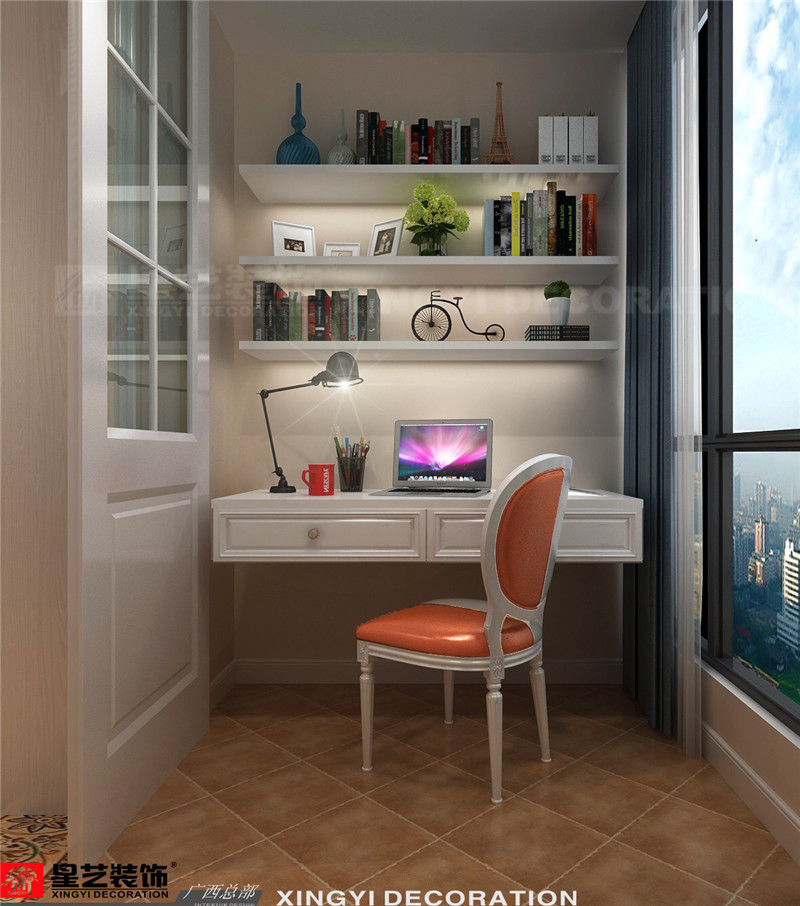 招商雍景灣134平書(shū)房裝修效果圖