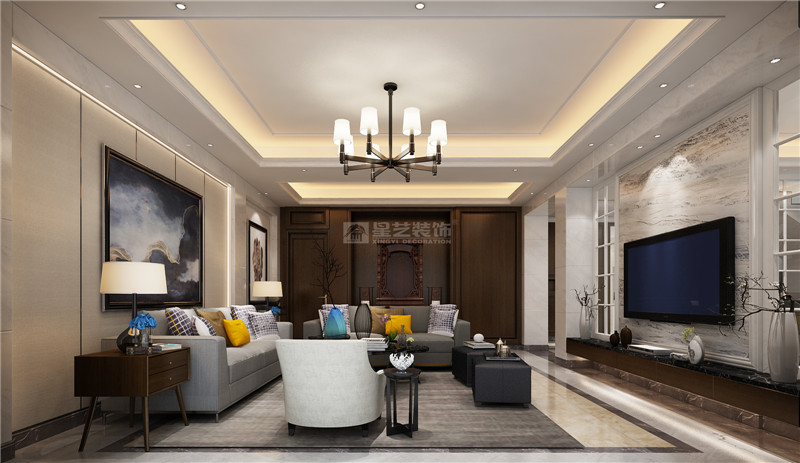 都安密洛坨風情街別墅380平二層客廳裝修效果圖