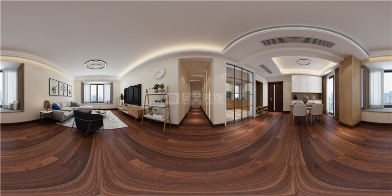 華發(fā)國賓壹號 134平客餐廳過道，廚房，裝修效果圖