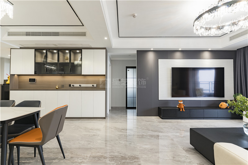 霖峰壹號142平餐客廳裝修實(shí)景圖