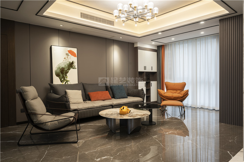 臻澤苑230平客廳裝修實(shí)景圖
