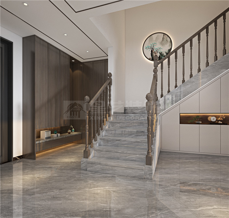 鳳景灣390平樓梯區(qū)陽臺(tái)裝修效果圖