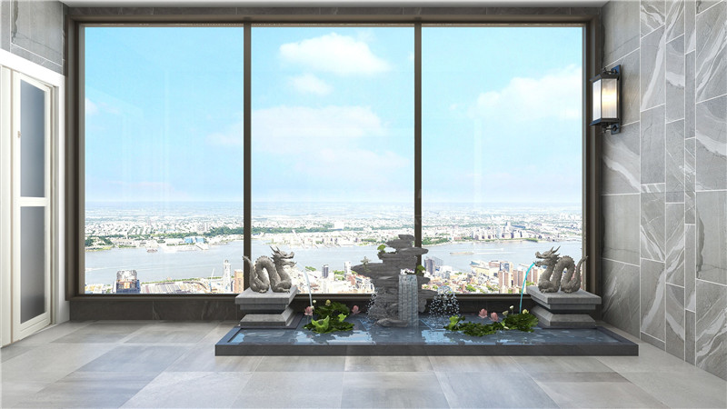 鳳景灣390平復(fù)式陽臺(tái)裝修效果圖