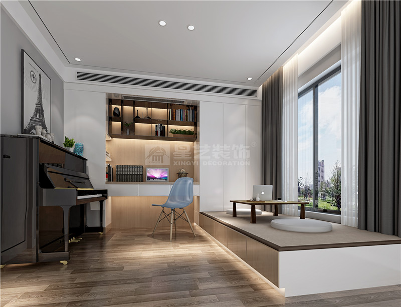 萬(wàn)科時(shí)代廣場(chǎng)187平書(shū)房裝修效果圖