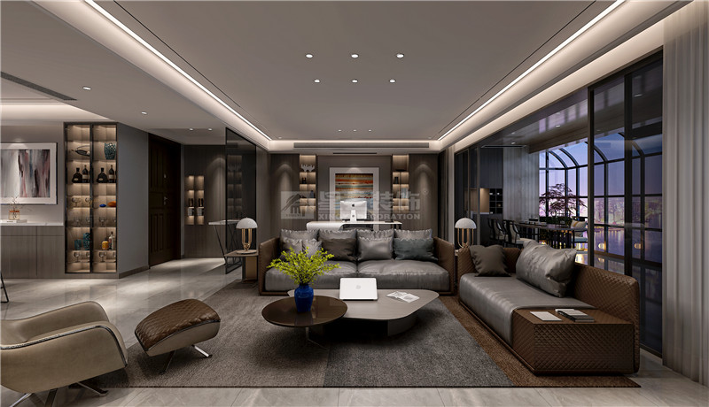 萬(wàn)科時(shí)代廣場(chǎng)187平客廳裝修效果圖