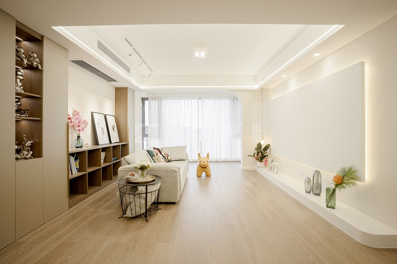 德澤苑130平奶油風客廳實景