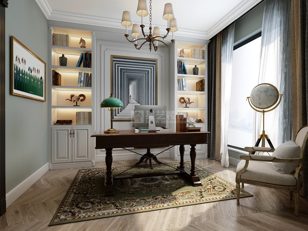 名門天境134平法式風格書房裝修效果圖