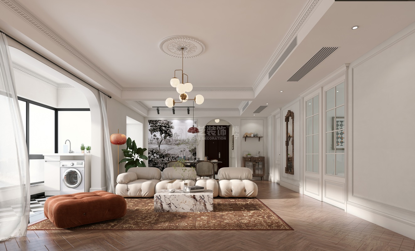 名門天境134平法式風格客廳裝修效果圖