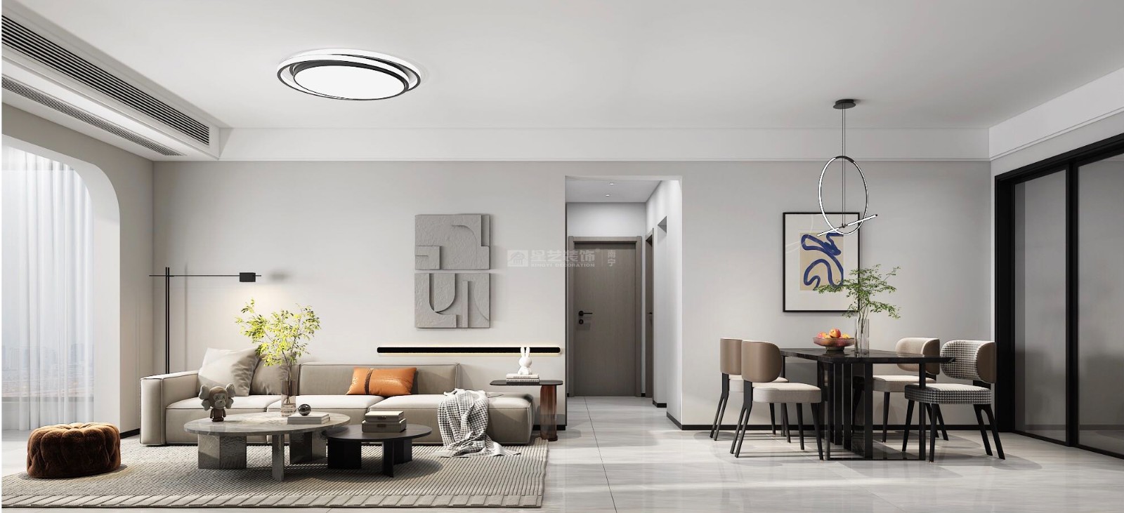 軌道御瓏壹號城113平現(xiàn)代風格客廳裝修效果圖