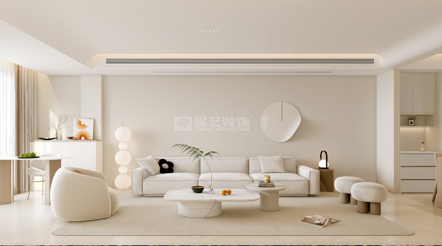 云景山語(yǔ)城115平現(xiàn)代奶油客廳裝修效果圖