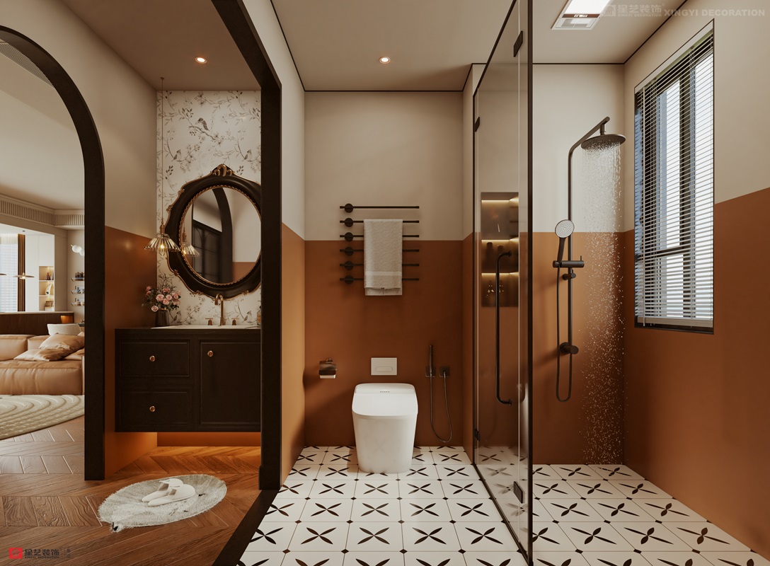 西園潤府160平中古風(fēng)衛(wèi)生間裝修效果圖