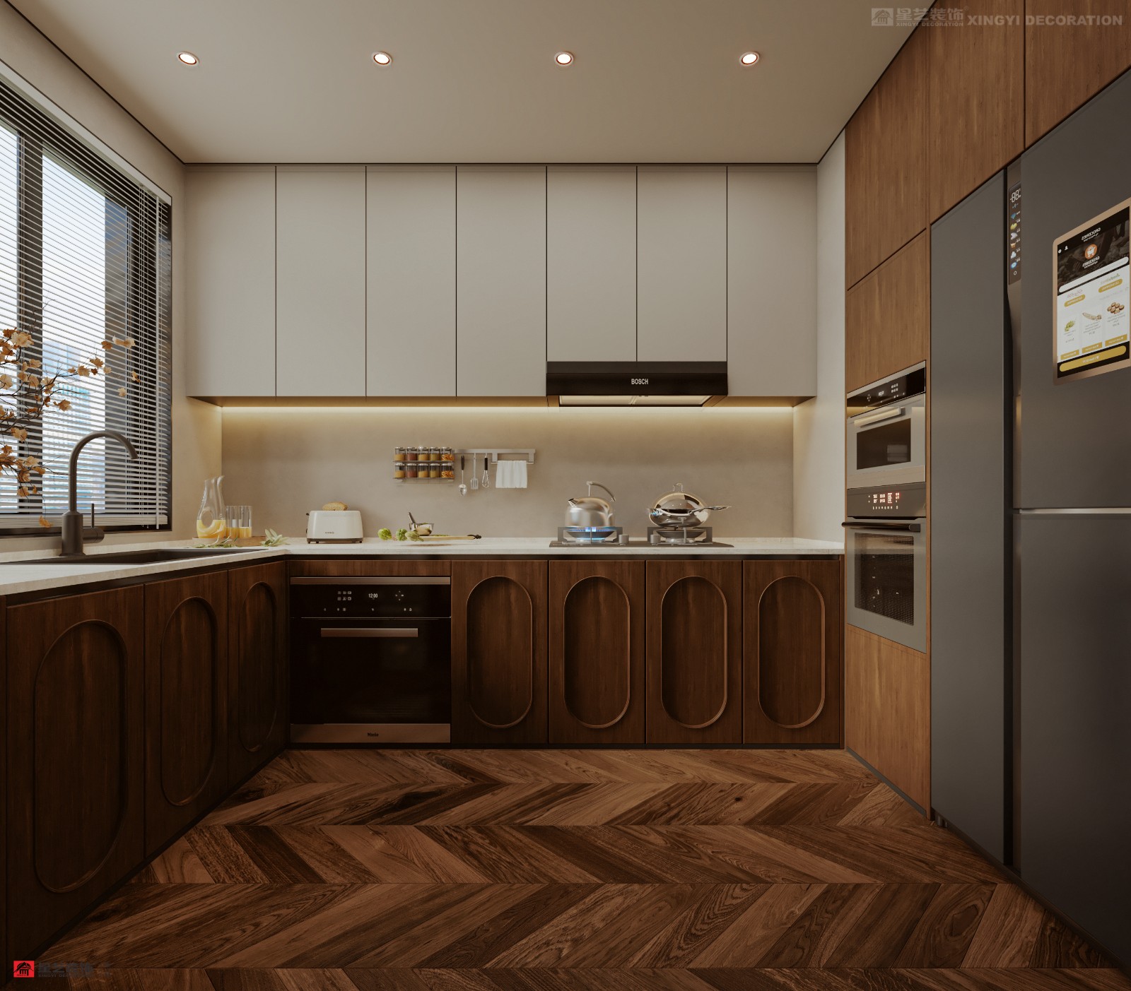 西園潤府160平中古風(fēng)廚房裝修效果圖