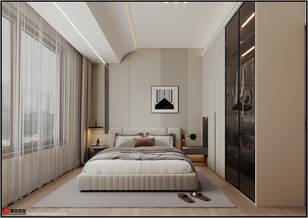 盛邦濱江府228平現(xiàn)代簡約臥室裝修效果圖