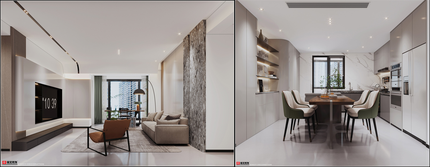 榮和公園大道142平現(xiàn)代簡(jiǎn)約客餐廳裝修效果圖