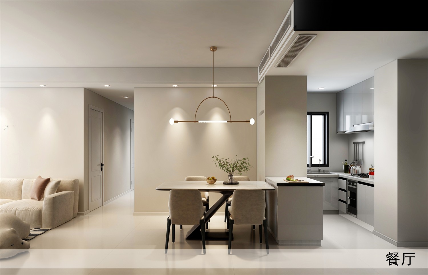 保利天悅臺(tái)106平現(xiàn)代簡約廚房裝修效果圖