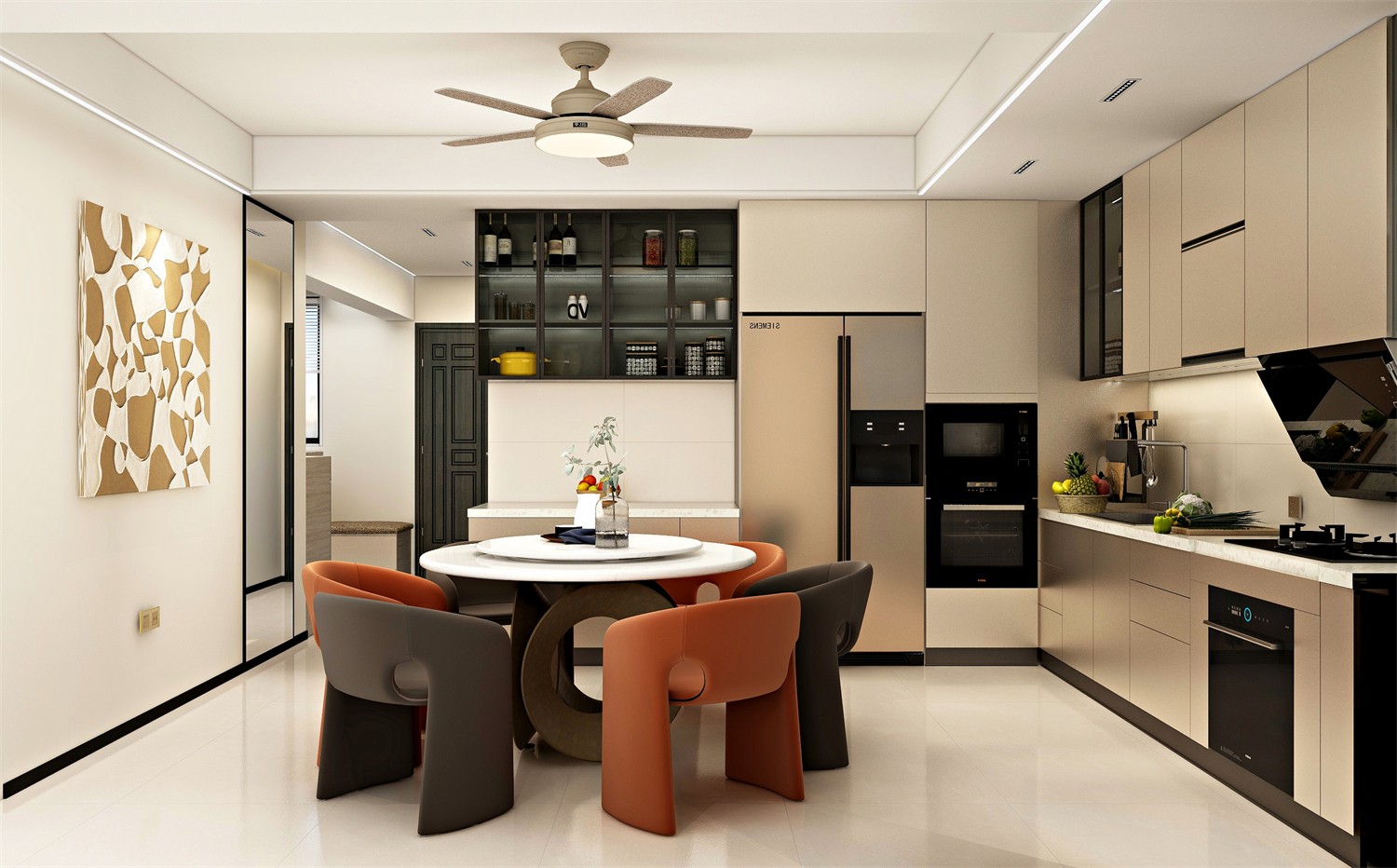 電網(wǎng)小區(qū)130平現(xiàn)代簡(jiǎn)約廚房裝修效果圖