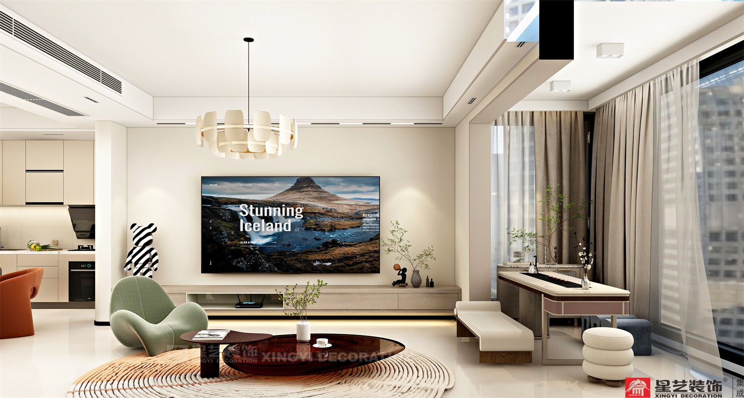 電網(wǎng)小區(qū)130平現(xiàn)代簡(jiǎn)約客廳裝修效果圖