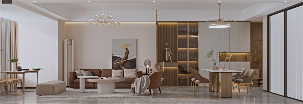 華西茗城90平現代輕奢餐裝修效果圖