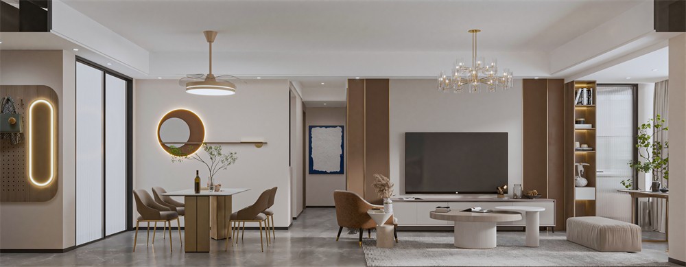 華西茗城90平現代輕奢客廳裝修效果圖