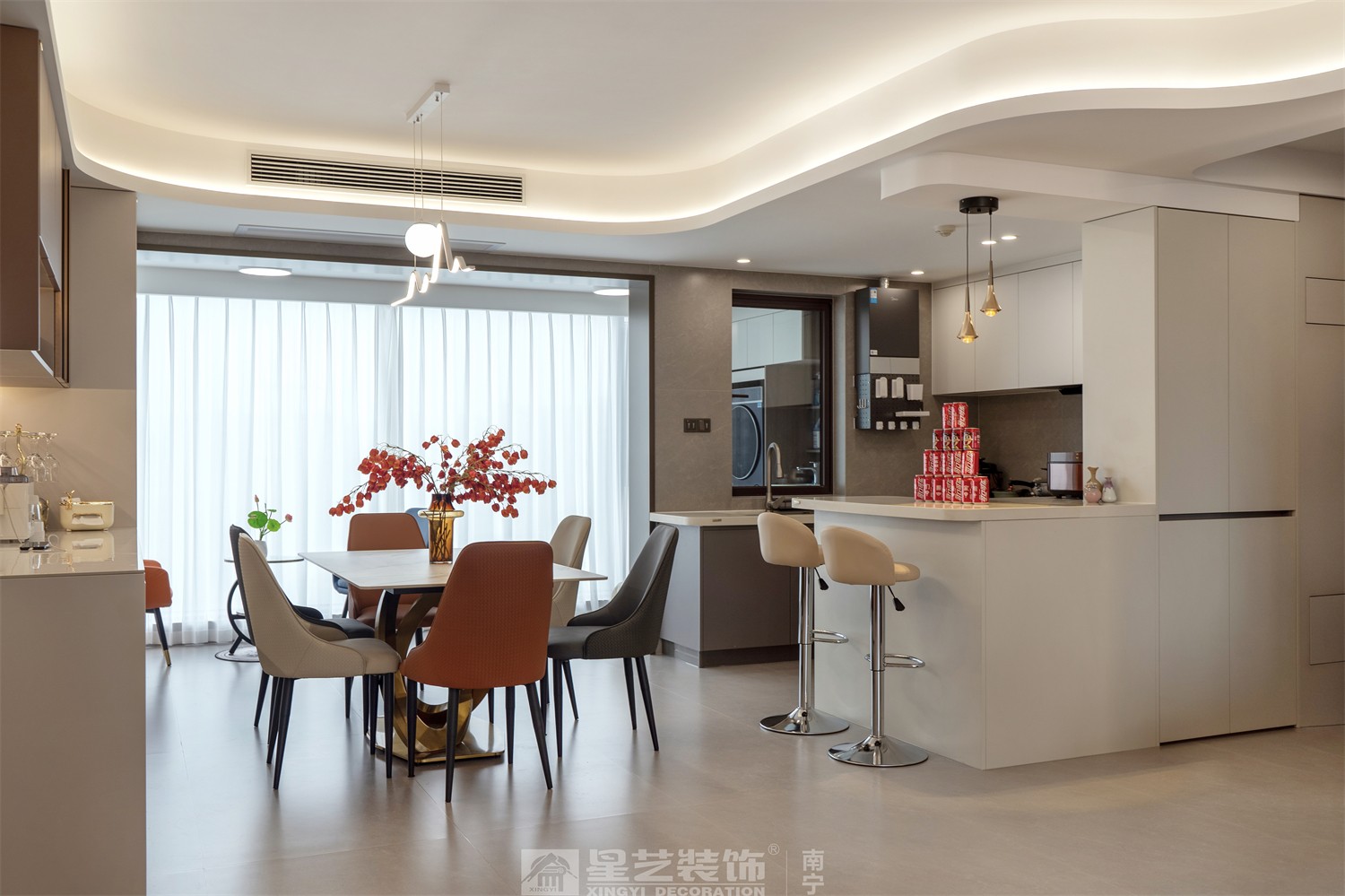 龍光天瀛140平意式輕奢餐廳裝修完工實(shí)景圖