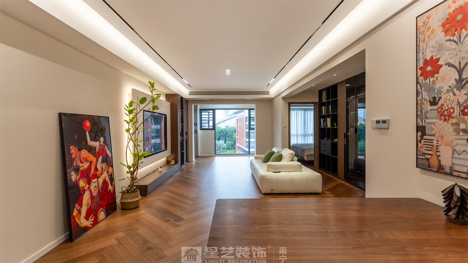 二中新民小區(qū)意式輕奢客廳裝修完工實景圖