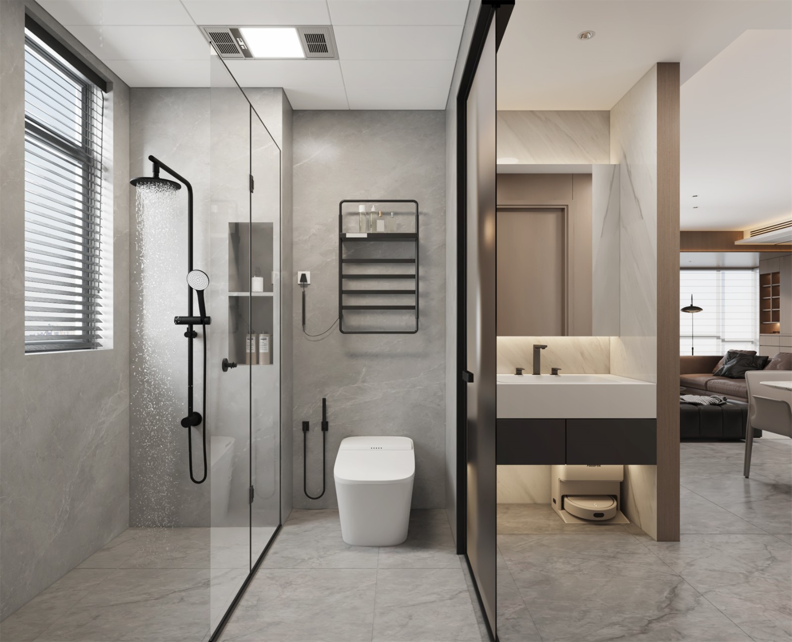 冠江墅143平意式輕奢衛(wèi)生間裝修效果圖