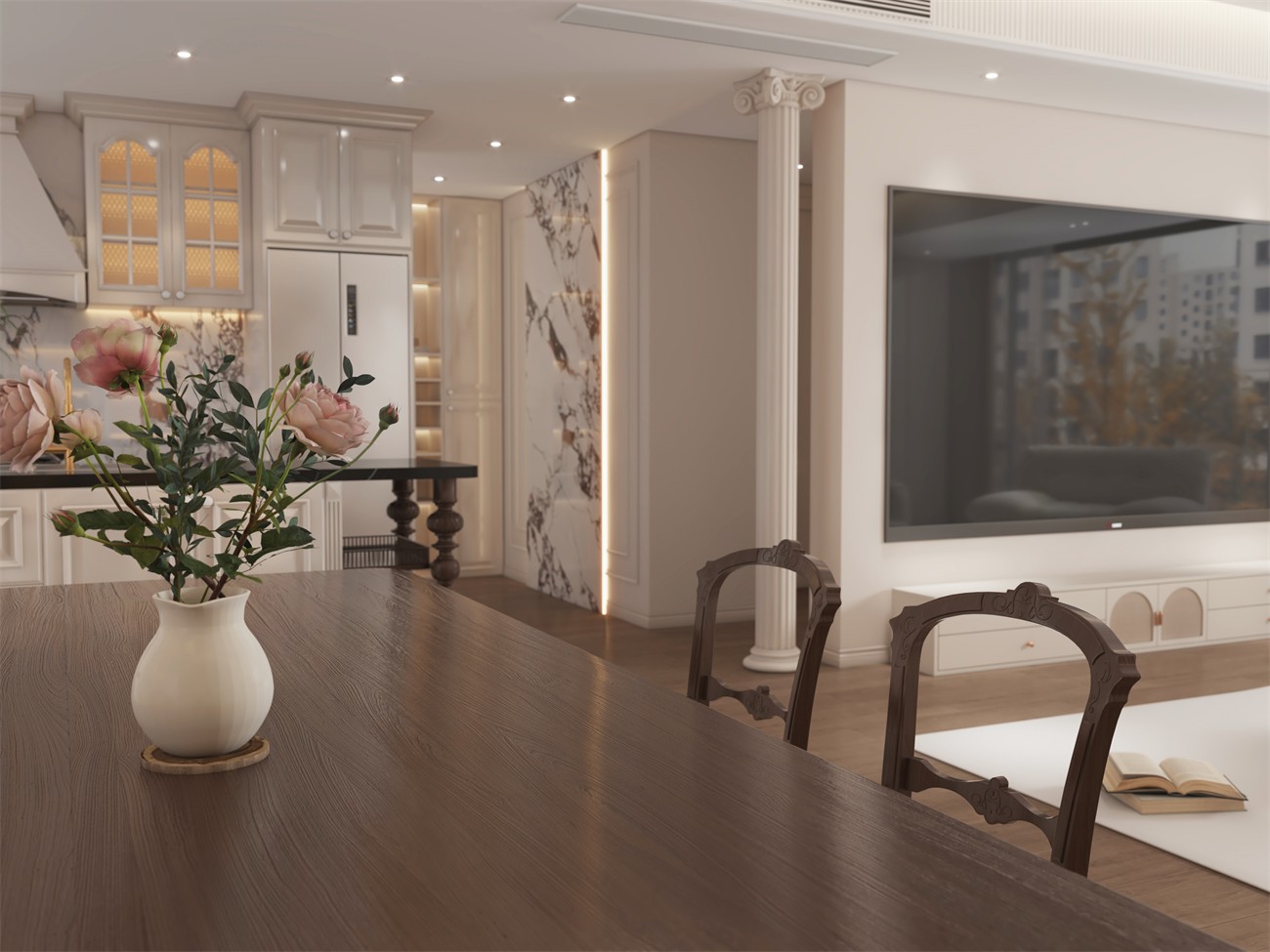 建發(fā)縵云147平法式風格客餐廳裝修效果圖