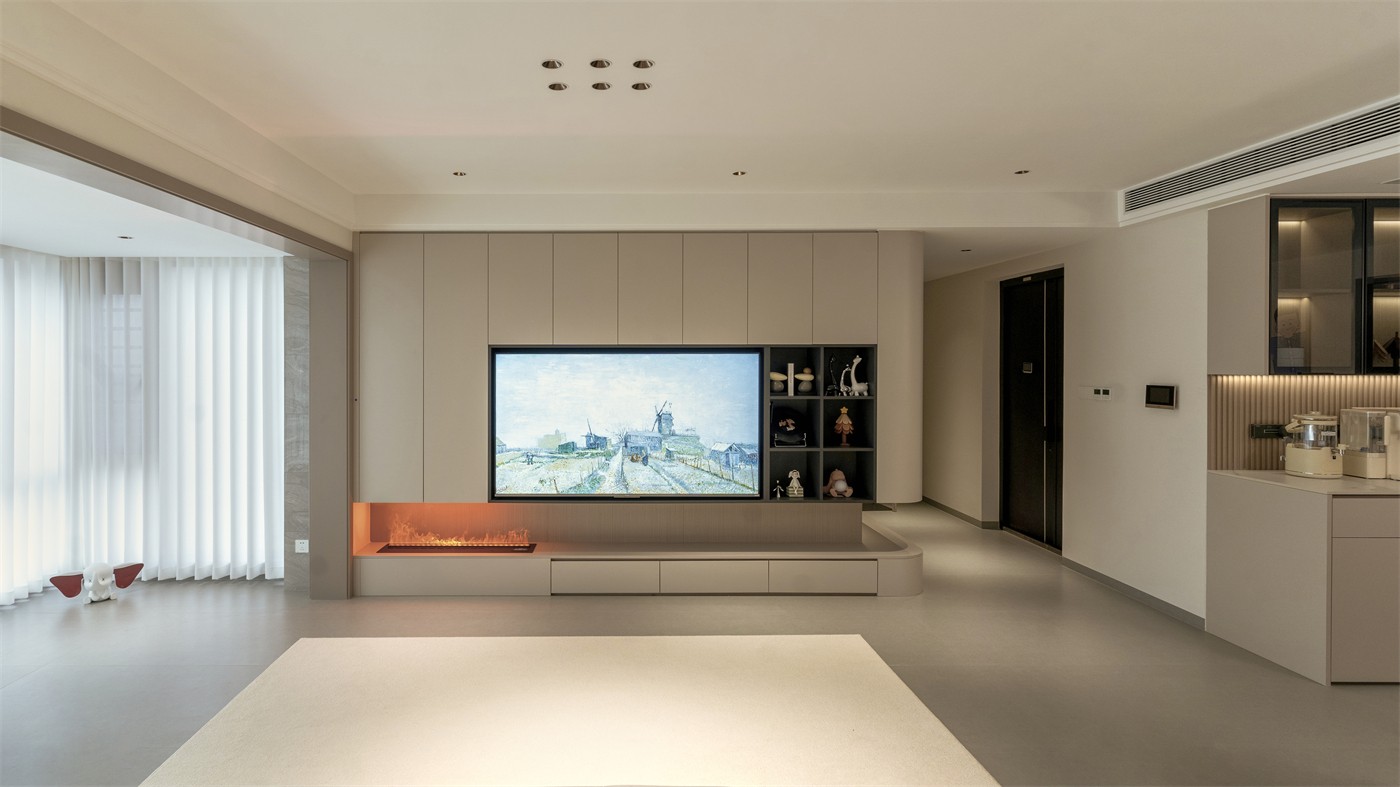 保利天悅臺143平現(xiàn)代風(fēng)格客廳裝修實景圖