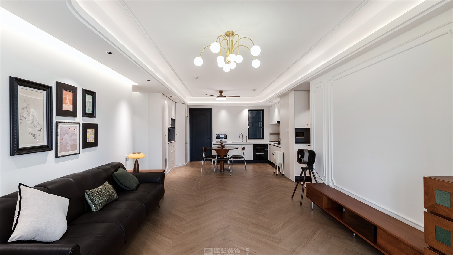 華潤中山府113平法式中古客廳裝修完工實景圖